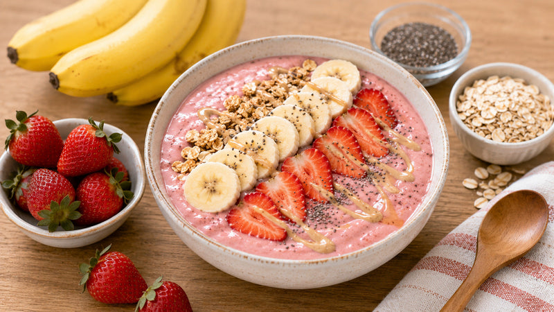 Strawberry Banana Protein Smoothie Bowl